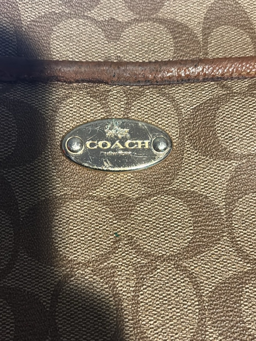 Coach Signature Canvas Shoulder Bag in Brown and Tan